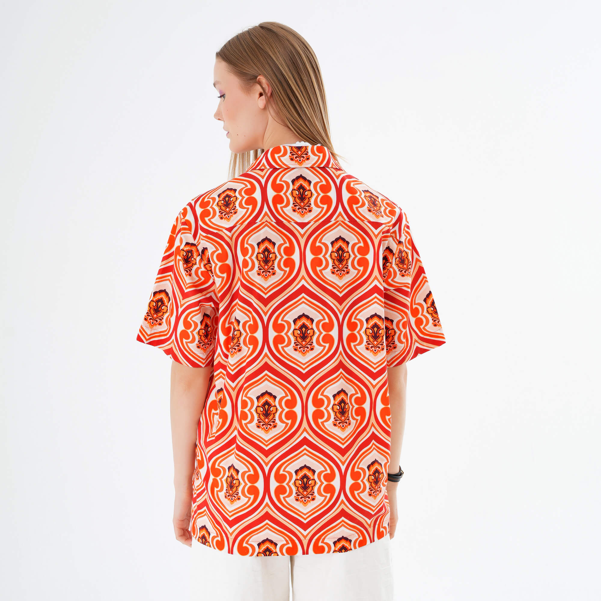 Etro - Orange Printed Cotton Shirt IT38